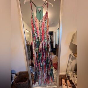 Multi colored maxi dress with built in bra